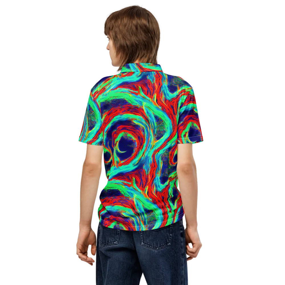 Cerulean Cyclone on Men's Slim Fit Polo Shirt — Back