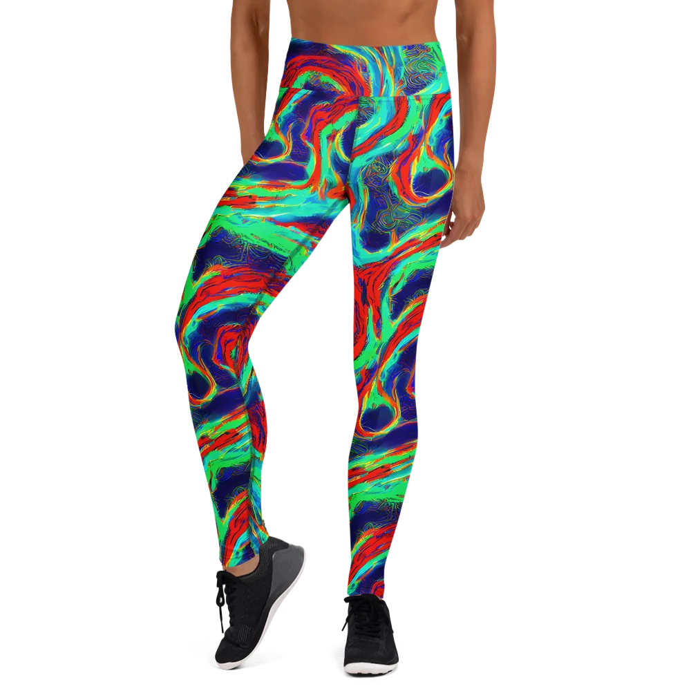 Cerulean Cyclone on Yoga Leggings — Front