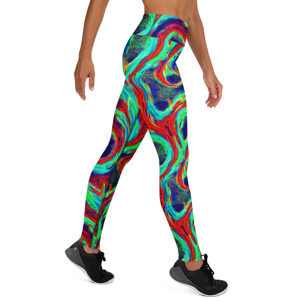 Cerulean Cyclone on Yoga Leggings — Right
