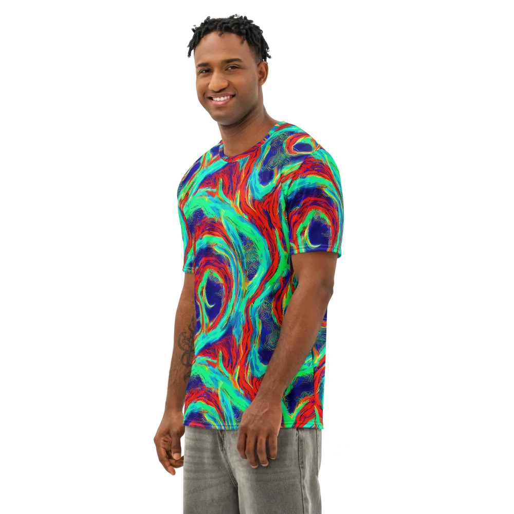 Cerulean Cyclone on Men's Cotton Crew Neck T-Shirt — Left Front
