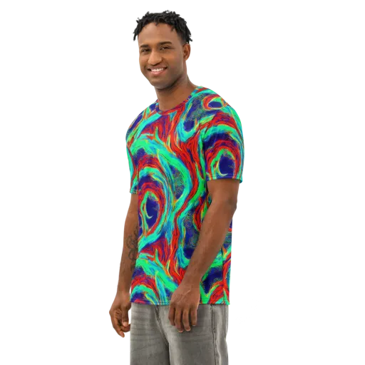 Cerulean Cyclone on a Men's Cotton Crew Neck T-Shirt