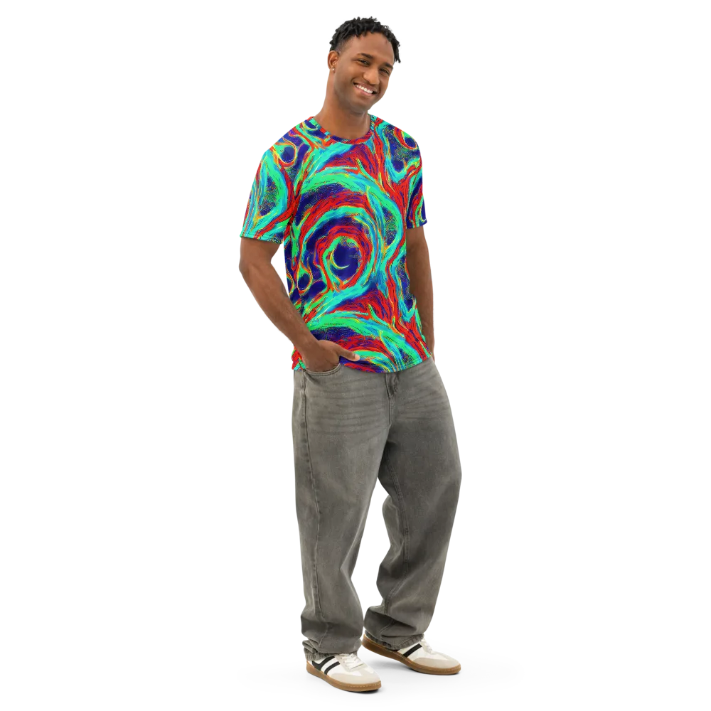 Cerulean Cyclone on Men's Cotton Crew Neck T-Shirt — Right Front