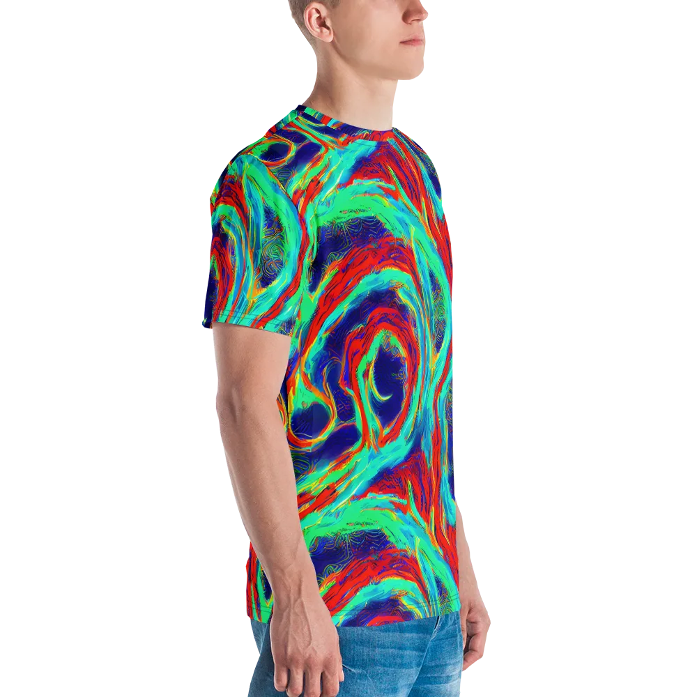 Cerulean Cyclone on Men's Crew Neck T-Shirt — Right