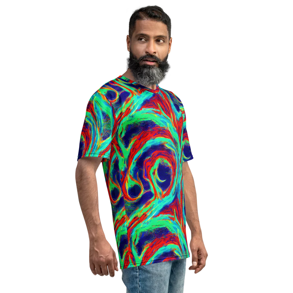 Cerulean Cyclone on Men's Crew Neck T-Shirt — Right
