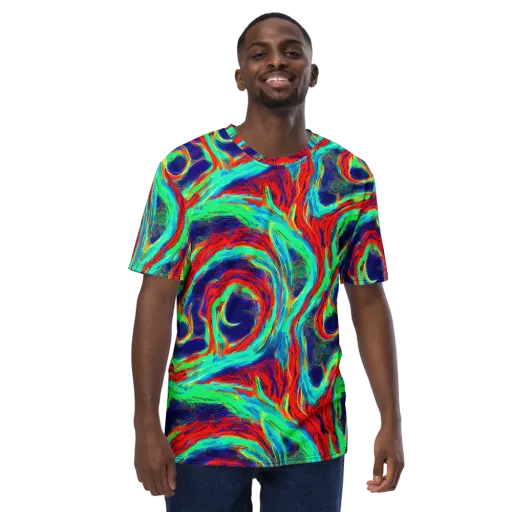 Cerulean Cyclone on a Men's Crew Neck T-Shirt