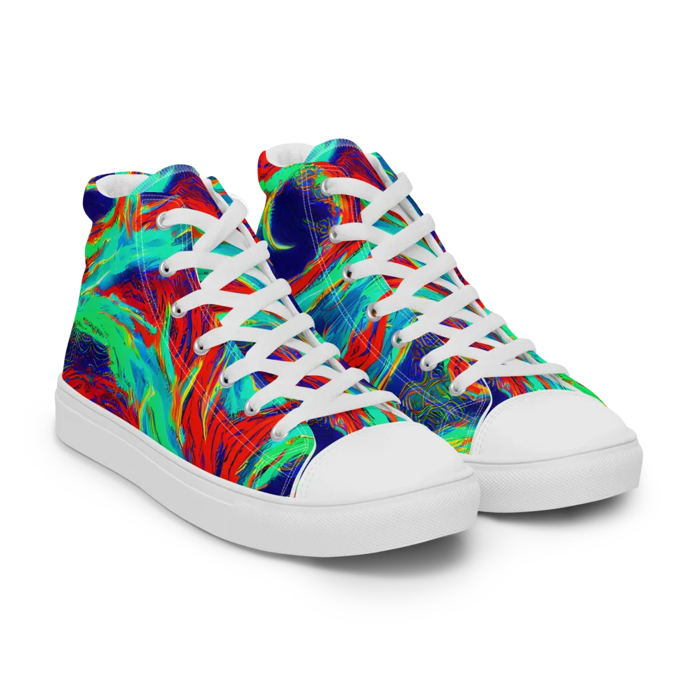 Cerulean Cyclone on Men's High Top Canvas Shoes — Right Front