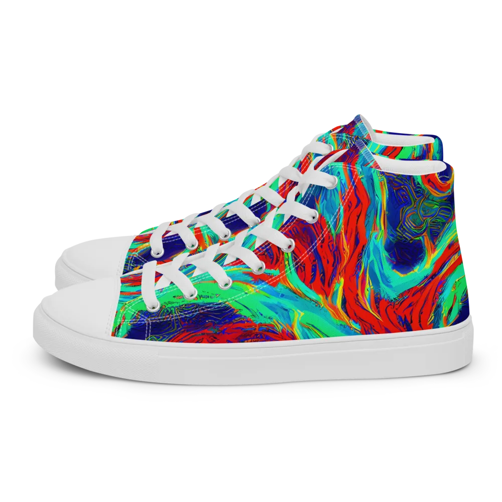 Cerulean Cyclone on Men's High Top Canvas Shoes — Left
