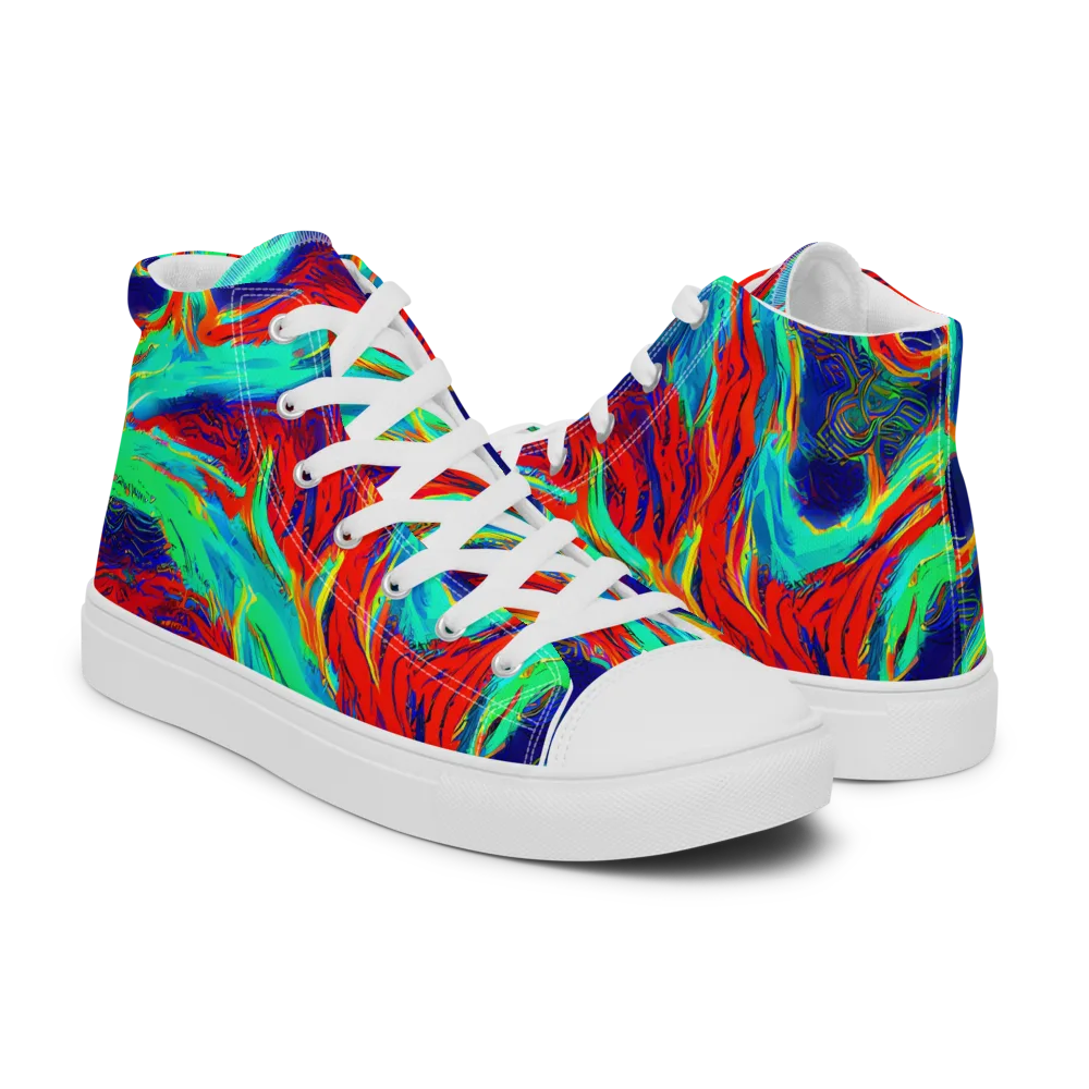 Cerulean Cyclone on Men's High Top Canvas Shoes — Right