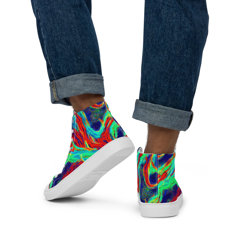 Cerulean Cyclone on Men's High Top Canvas Shoes — Back