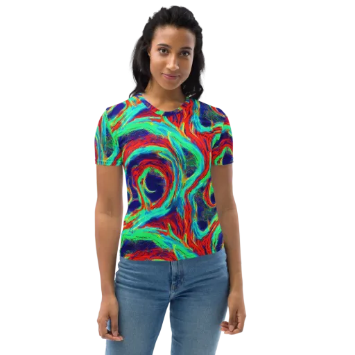 Cerulean Cyclone on a Women's Crew Neck T-Shirt