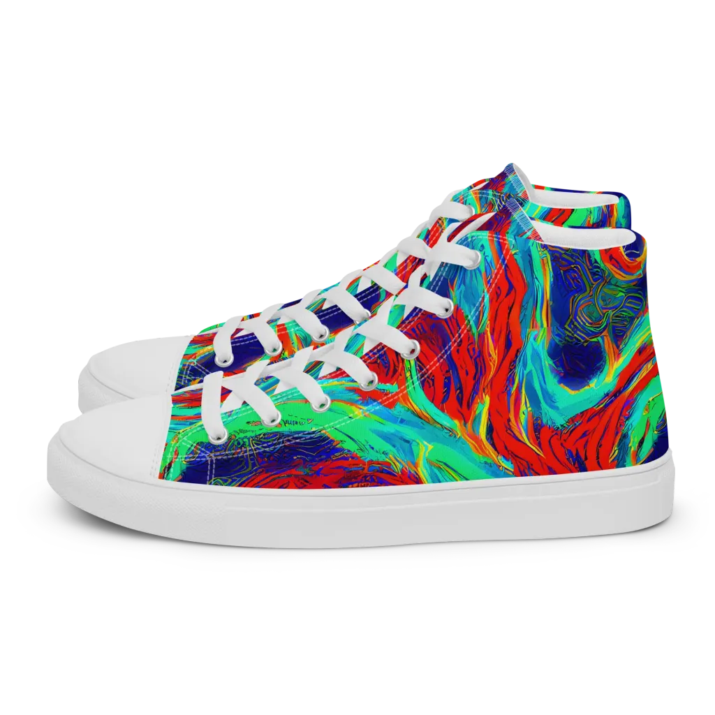 Cerulean Cyclone on Women's High Top Canvas Shoes — Left