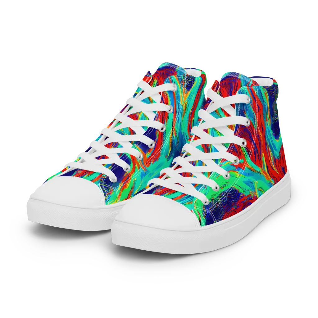 Cerulean Cyclone on Women's High Top Canvas Shoes — Left Front