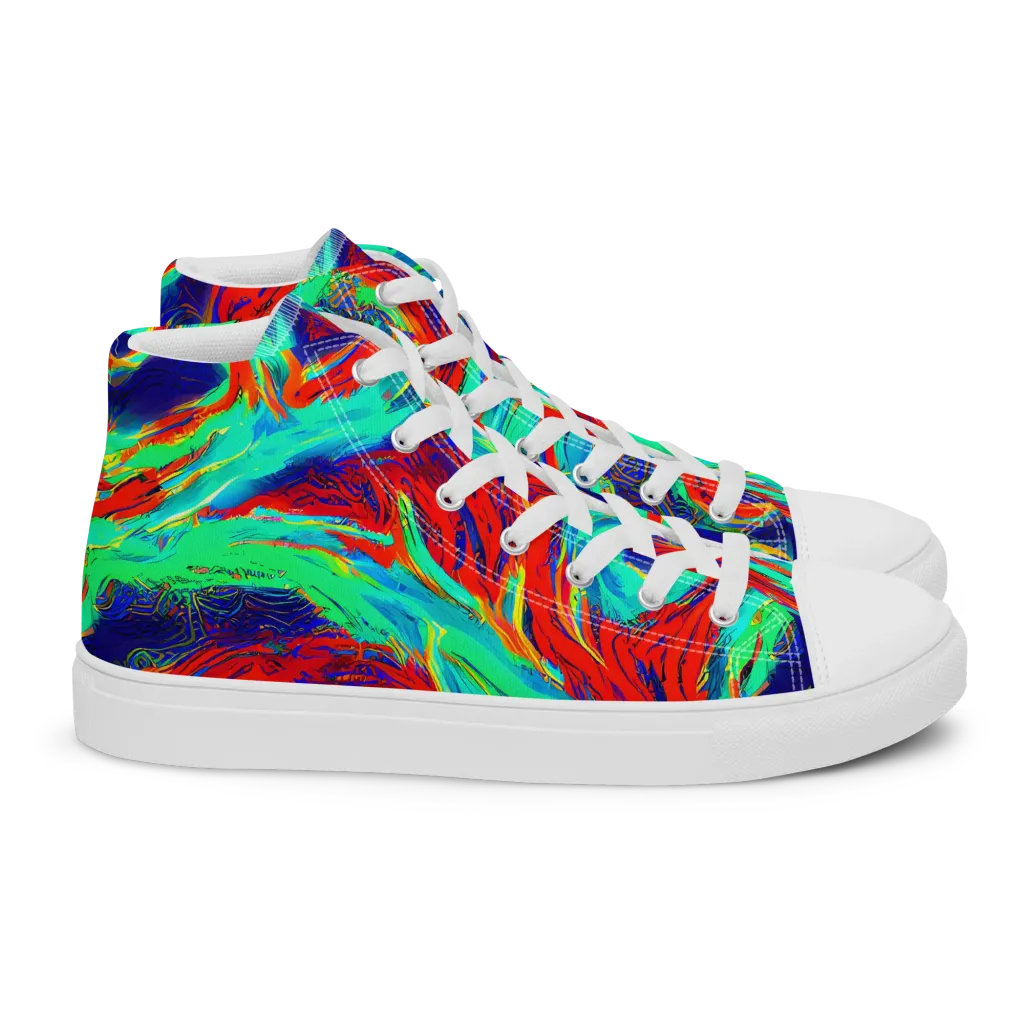 Cerulean Cyclone on Women's High Top Canvas Shoes — Right