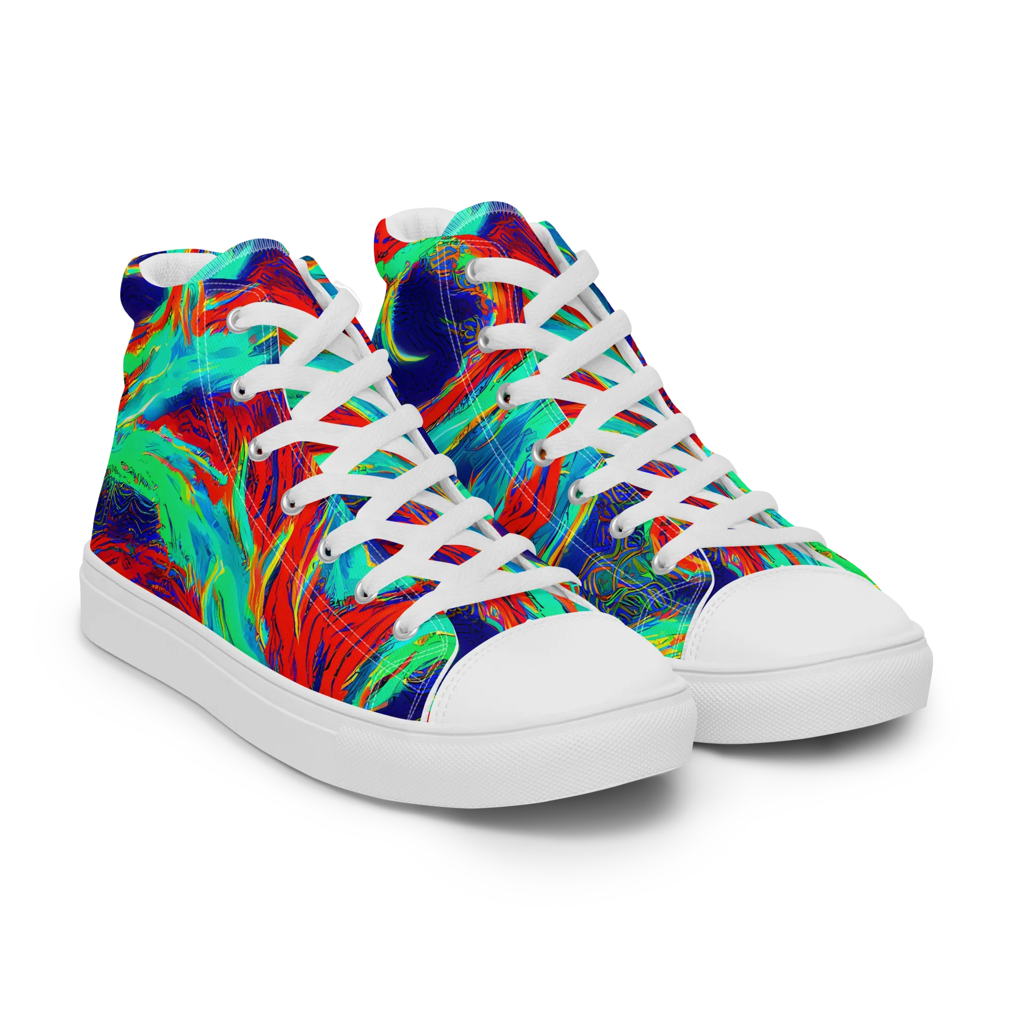Cerulean Cyclone on Women's High Top Canvas Shoes — Right Front