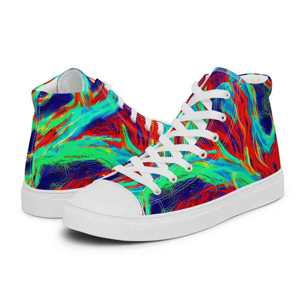 Cerulean Cyclone on Women's High Top Canvas Shoes — Left