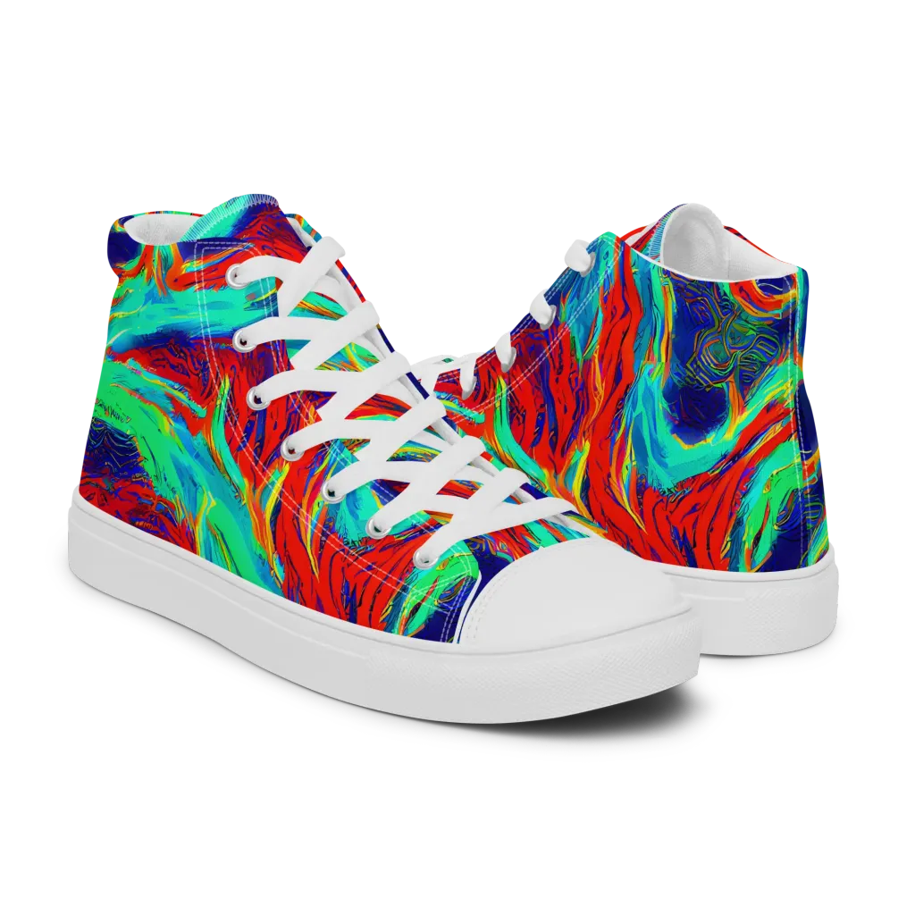 Cerulean Cyclone on Women's High Top Canvas Shoes — Right