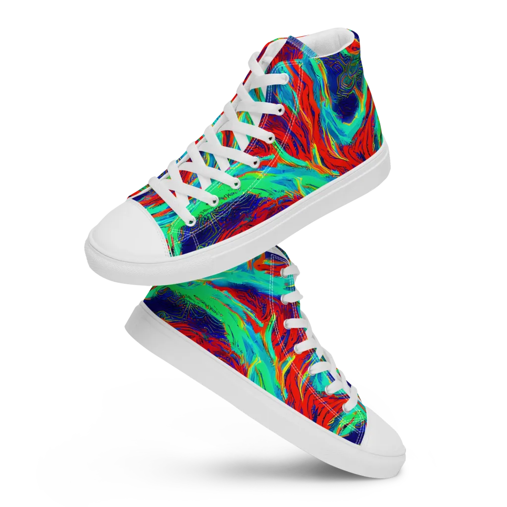 Cerulean Cyclone on Women's High Top Canvas Shoes — Front