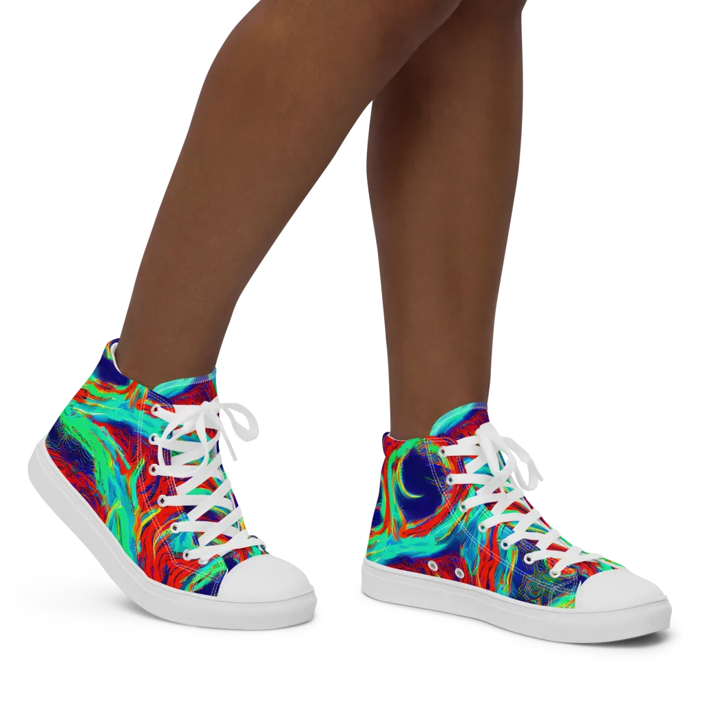 Cerulean Cyclone on Women's High Top Canvas Shoes — Right