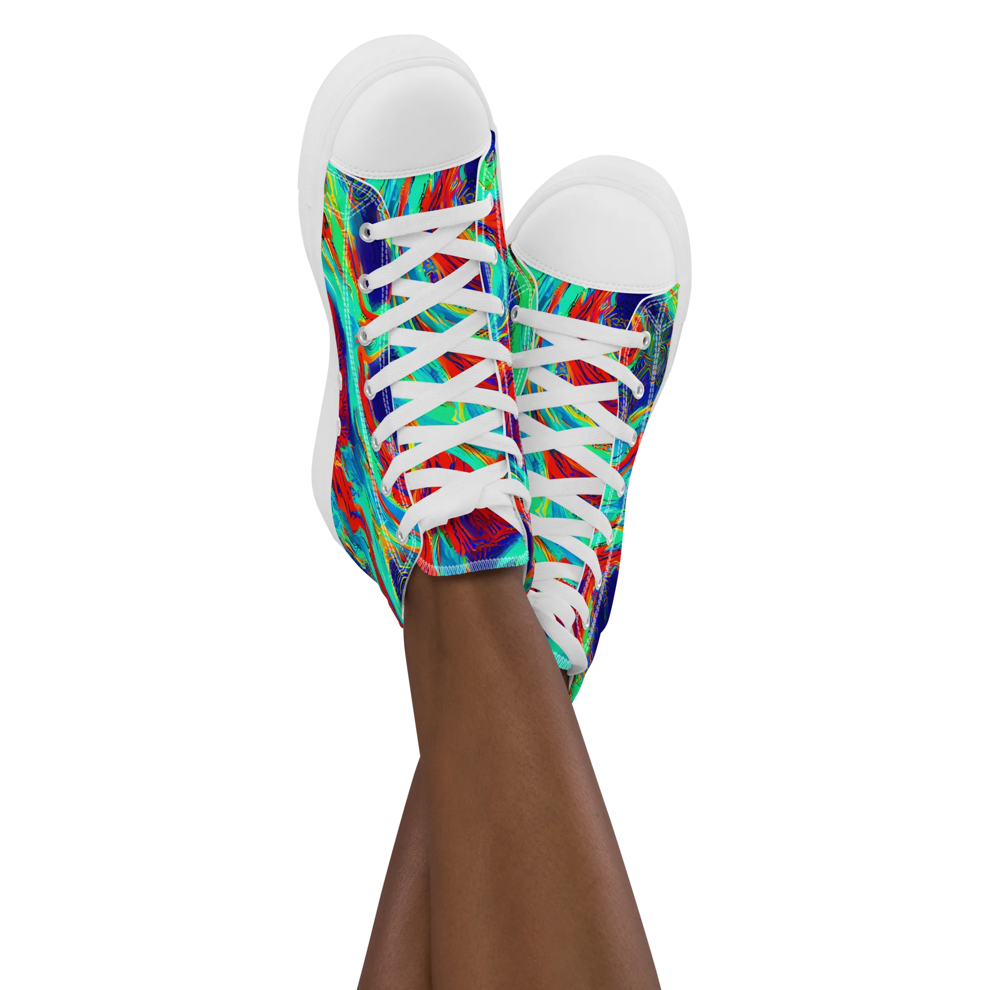 Cerulean Cyclone on Women's High Top Canvas Shoes — Front