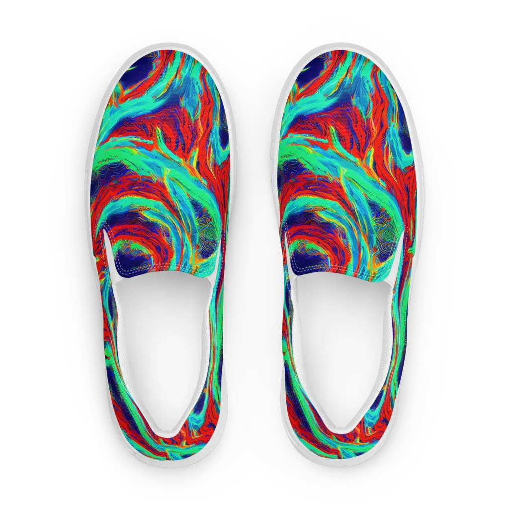 Cerulean Cyclone on Men's Slip-On Canvas Shoes — Front