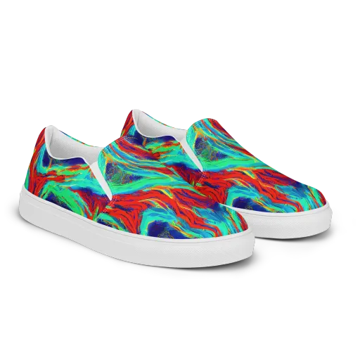 Cerulean Cyclone on a Men's Slip-On Canvas Shoes