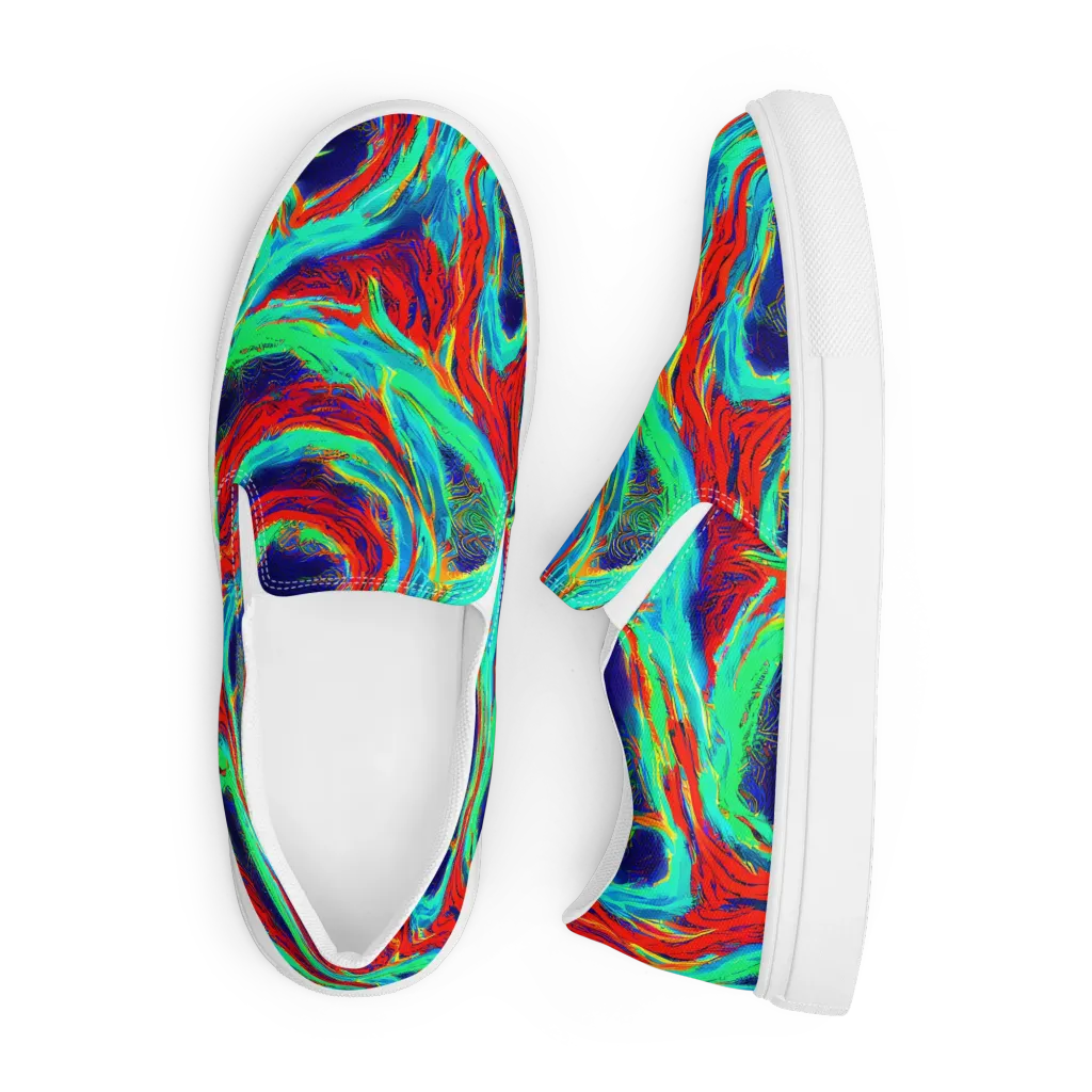 Cerulean Cyclone on Men's Slip-On Canvas Shoes — Front
