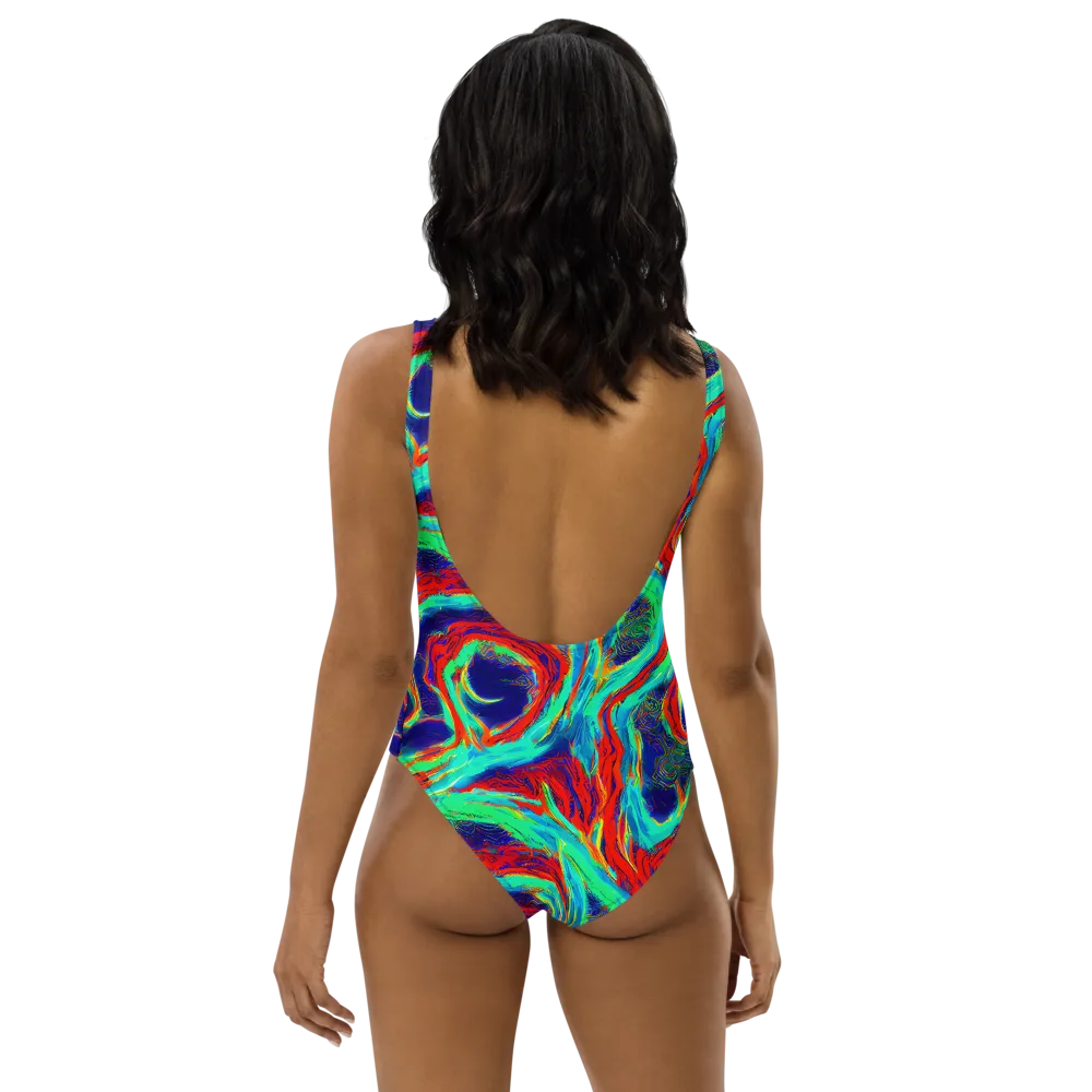 Cerulean Cyclone on One-Piece Swimsuit — Back