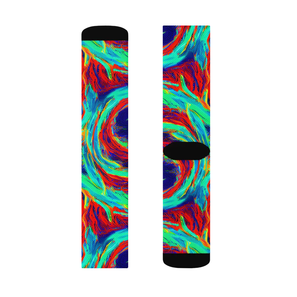 Cerulean Cyclone on Socks — Left Sock