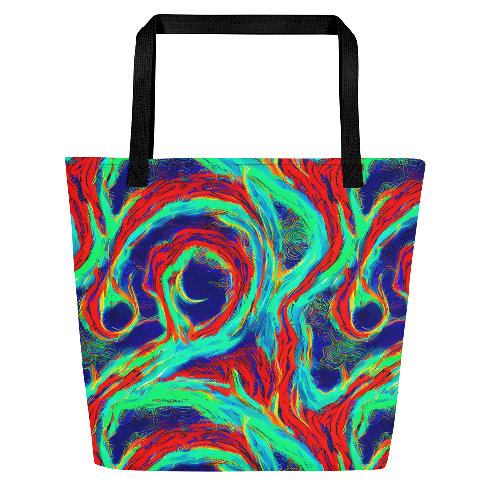 Cerulean Cyclone on Large Tote Bag W/ Pocket — Front