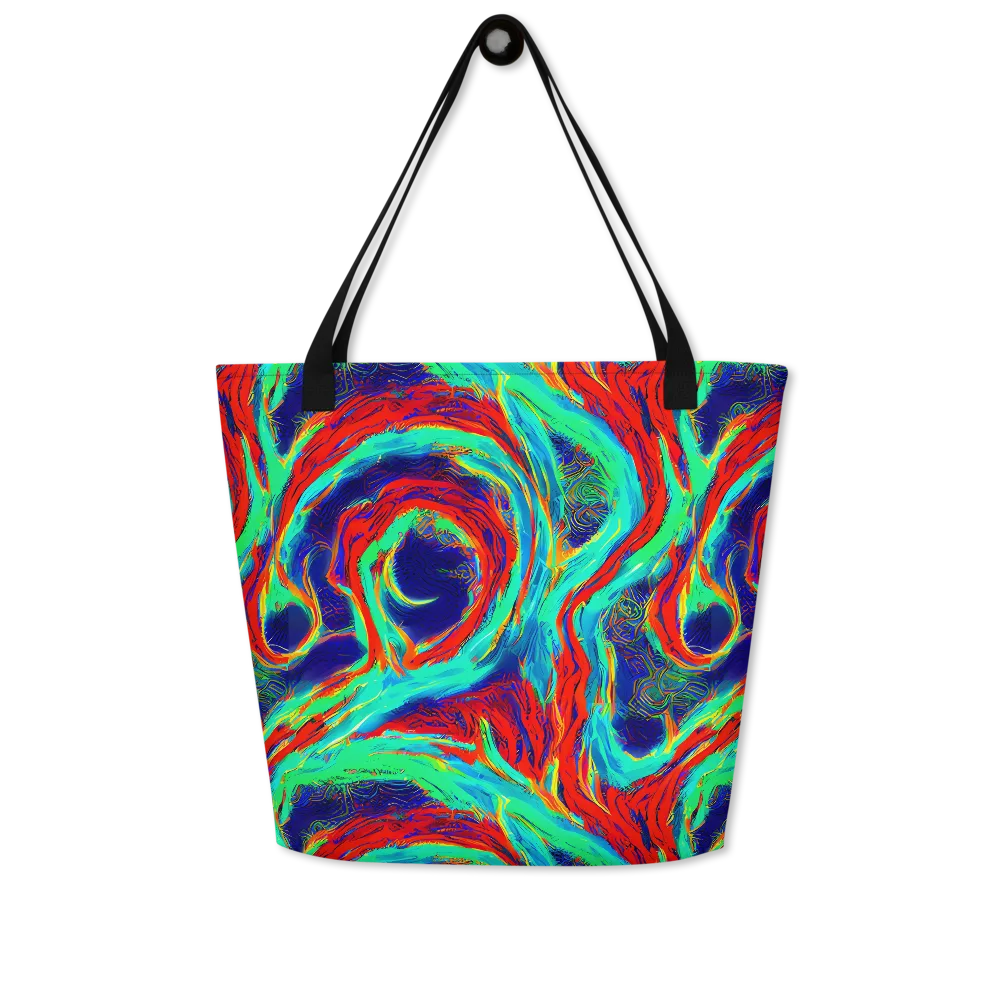 Cerulean Cyclone on Large Tote Bag W/ Pocket — Front