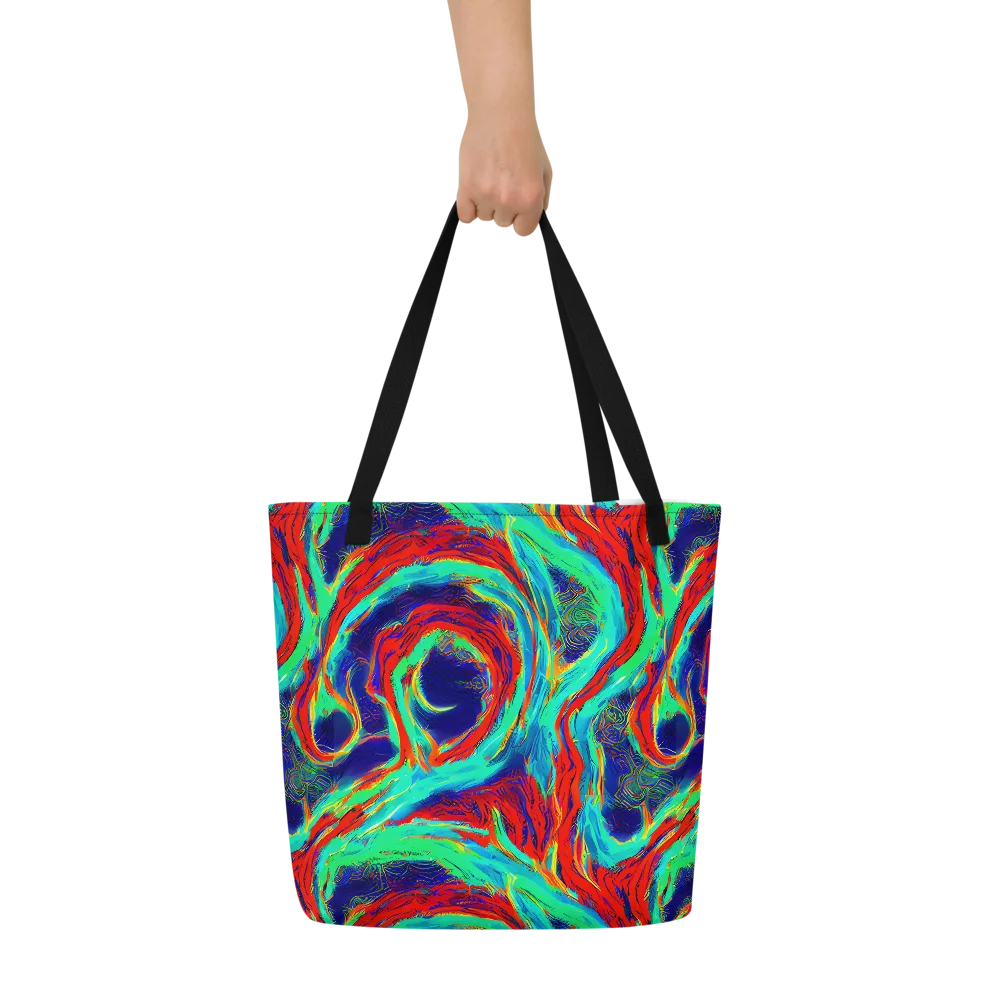 Cerulean Cyclone on Large Tote Bag W/ Pocket — Front
