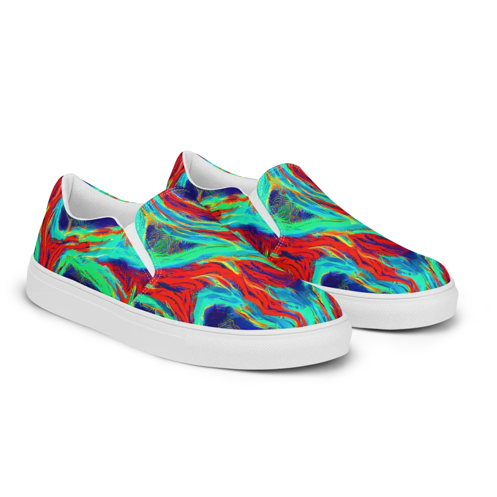 Cerulean Cyclone on Women's Slip-On Canvas Shoes — Right Front
