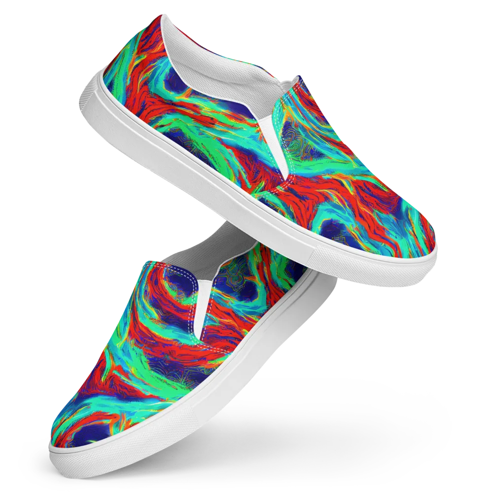 Cerulean Cyclone on Women's Slip-On Canvas Shoes — Front