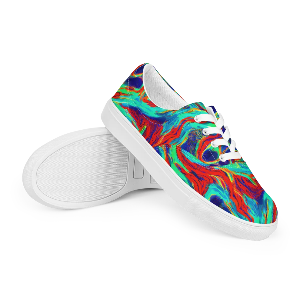 Cerulean Cyclone on Men's Lace-Up Canvas Shoes — Right Front