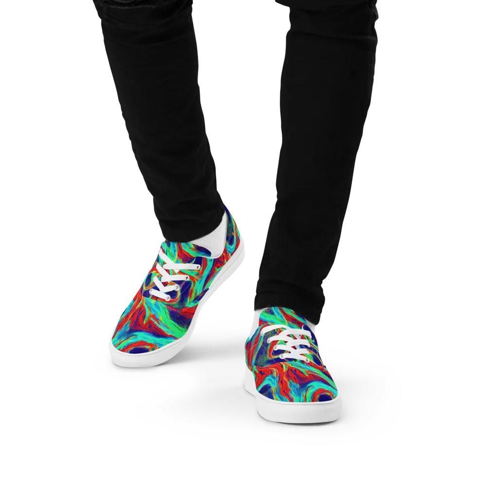 Cerulean Cyclone on Men's Lace-Up Canvas Shoes — Front