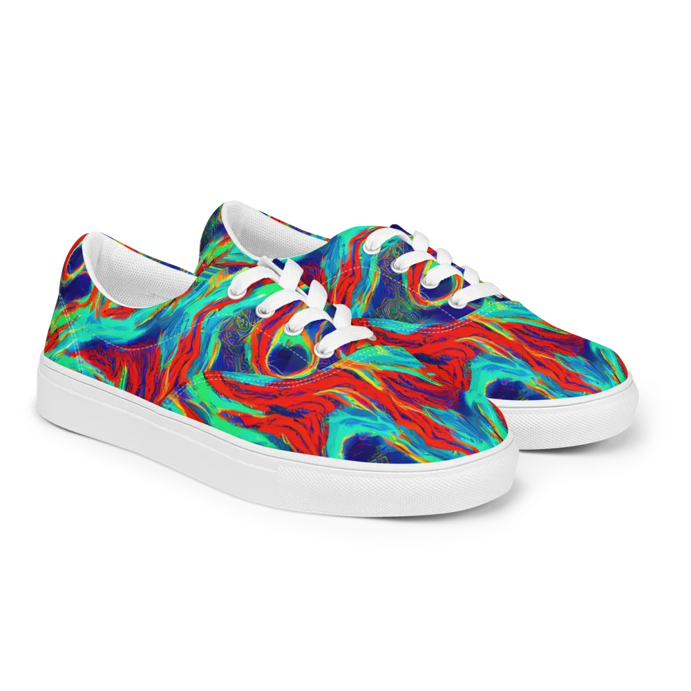 Cerulean Cyclone on Men's Lace-Up Canvas Shoes — Right Front