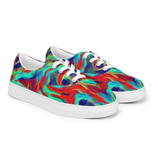 Cerulean Cyclone on a Men's Lace-Up Canvas Shoes
