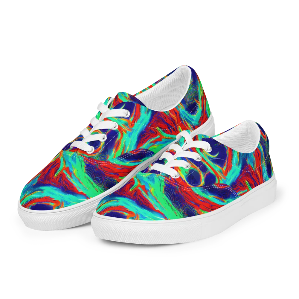Cerulean Cyclone on Men's Lace-Up Canvas Shoes — Left Front