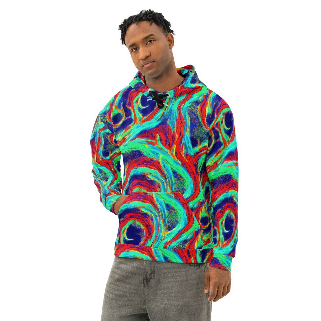 Cerulean Cyclone on Cotton Hoodie — Left Front
