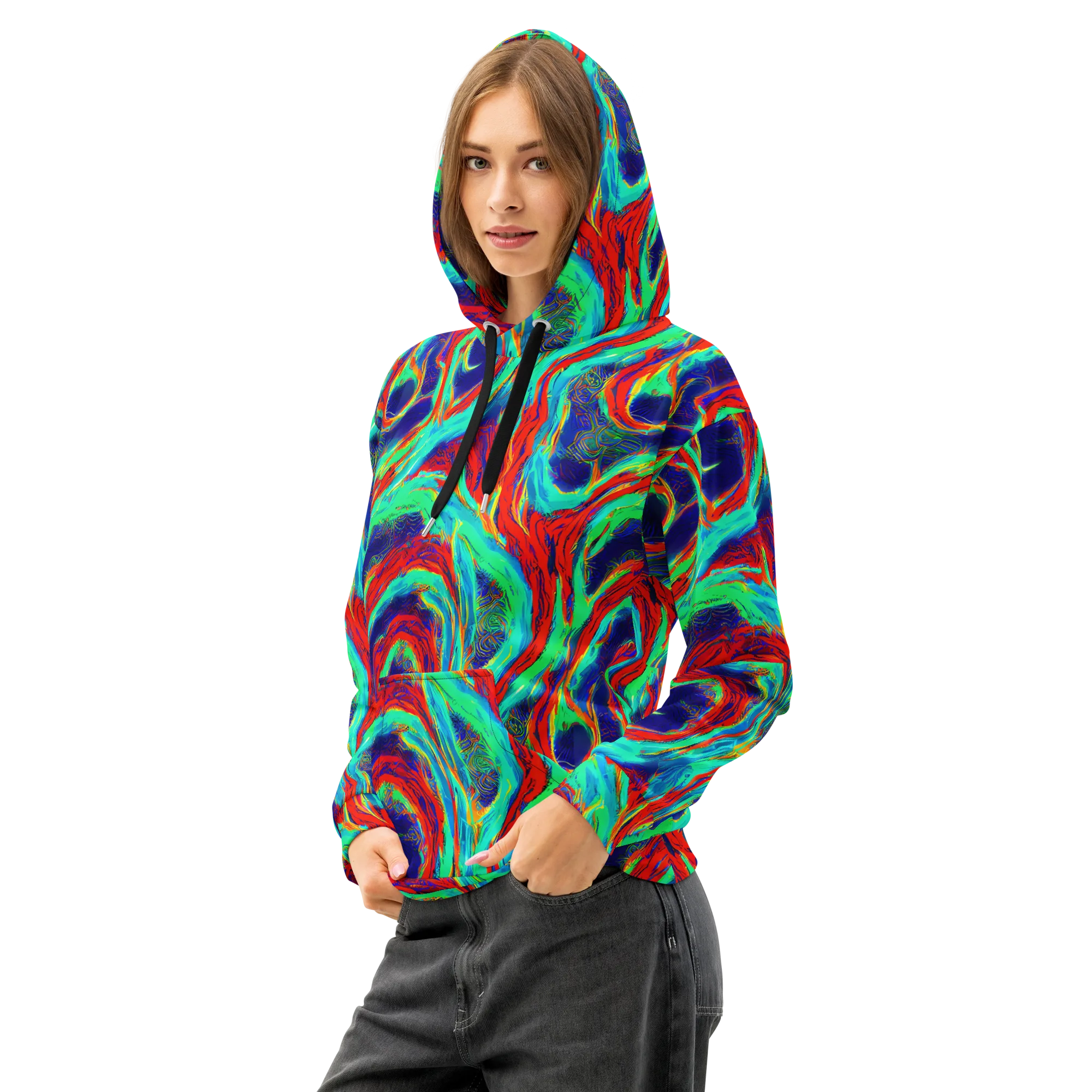 Cerulean Cyclone on Cotton Hoodie — Left Front