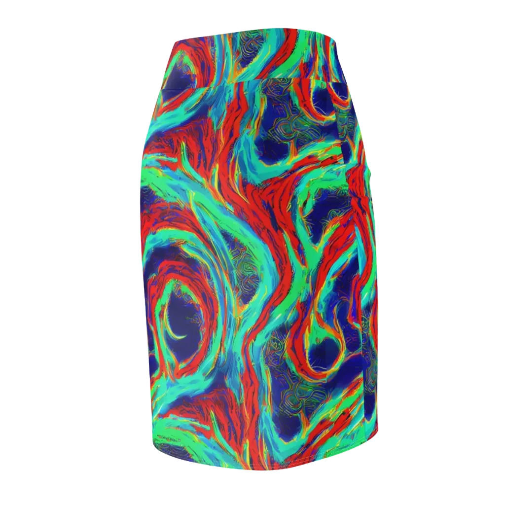 Cerulean Cyclone on Pencil Skirt — Back Side