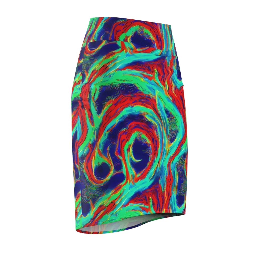 Cerulean Cyclone on Pencil Skirt — Front Side