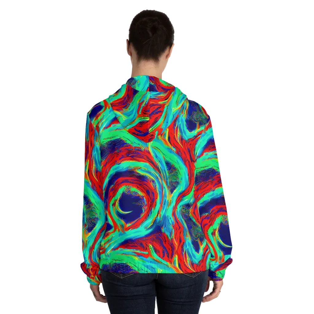 Cerulean Cyclone on Women's Full-Zip Hoodie — Back On Person