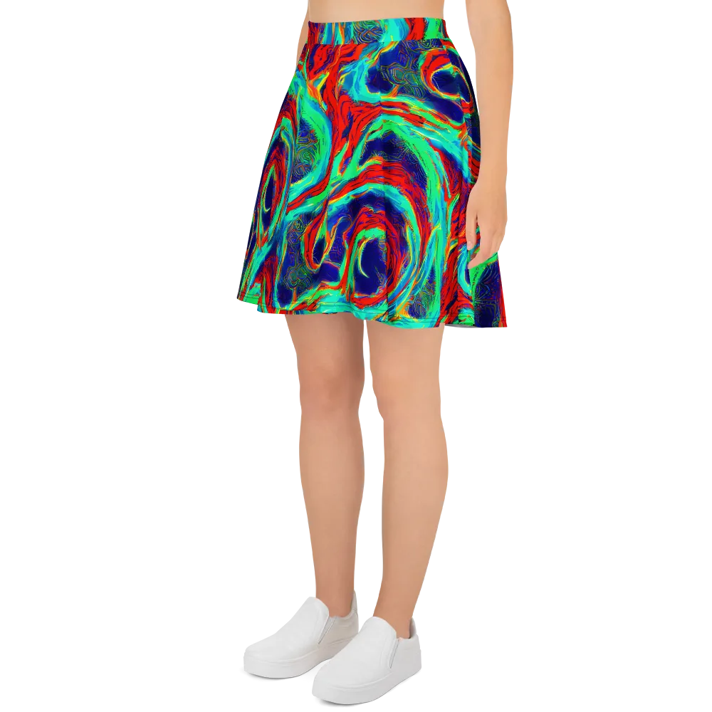 Cerulean Cyclone on Skater Skirt — Left