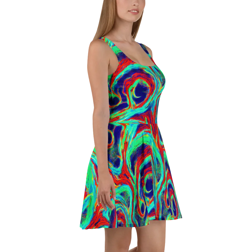 Cerulean Cyclone on Skater Dress — Right