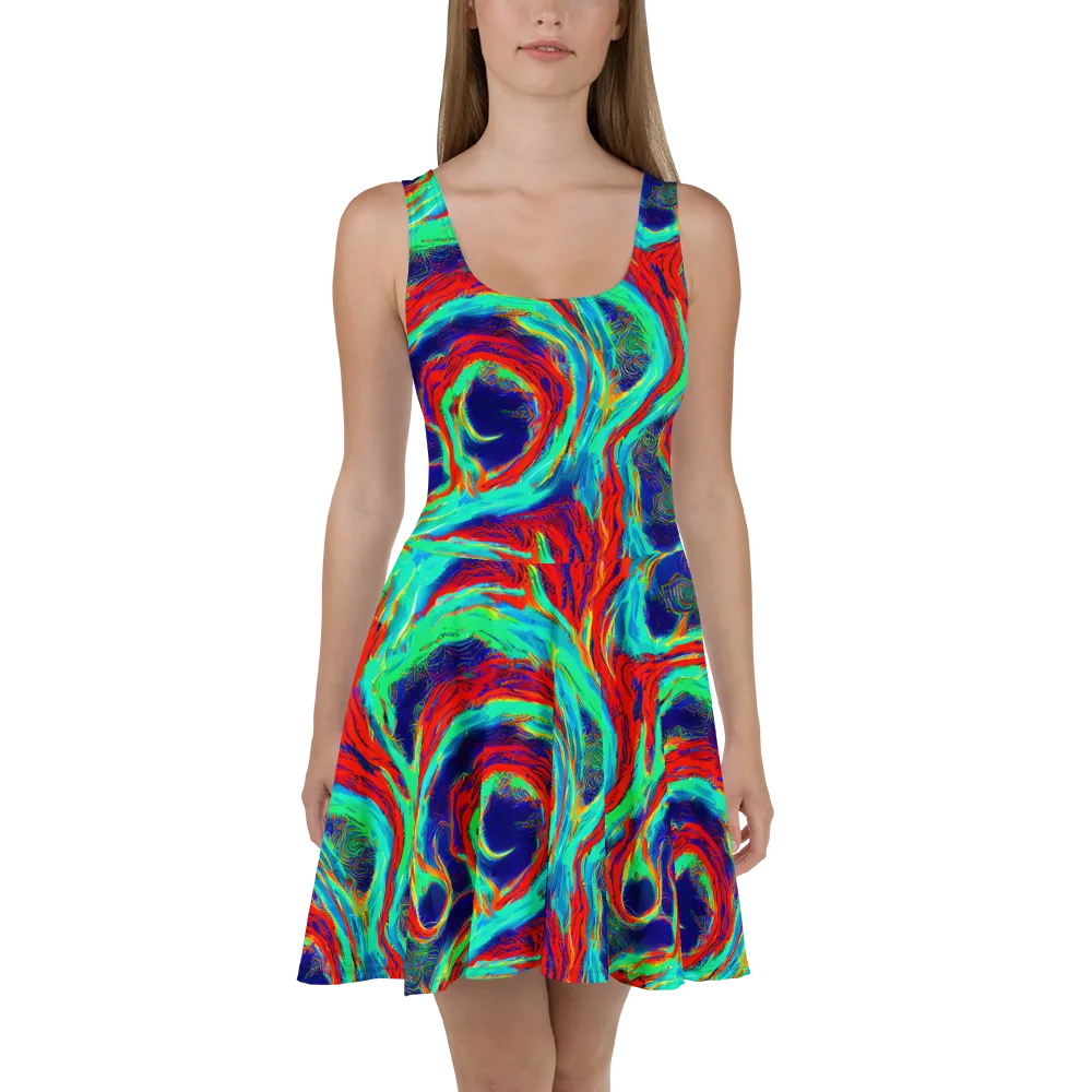 Cerulean Cyclone on Skater Dress — Front