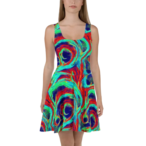 Cerulean Cyclone on a Skater Dress