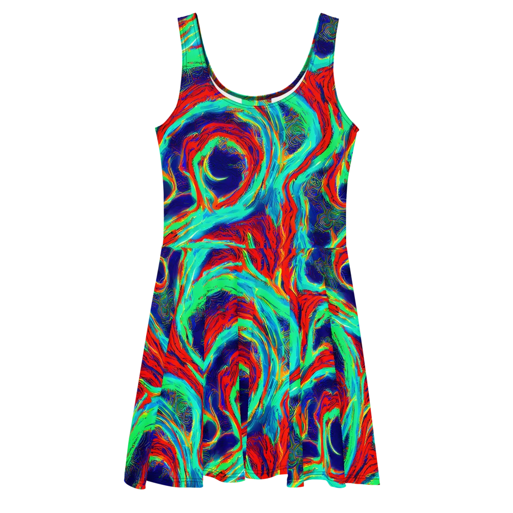 Cerulean Cyclone on Skater Dress — Front