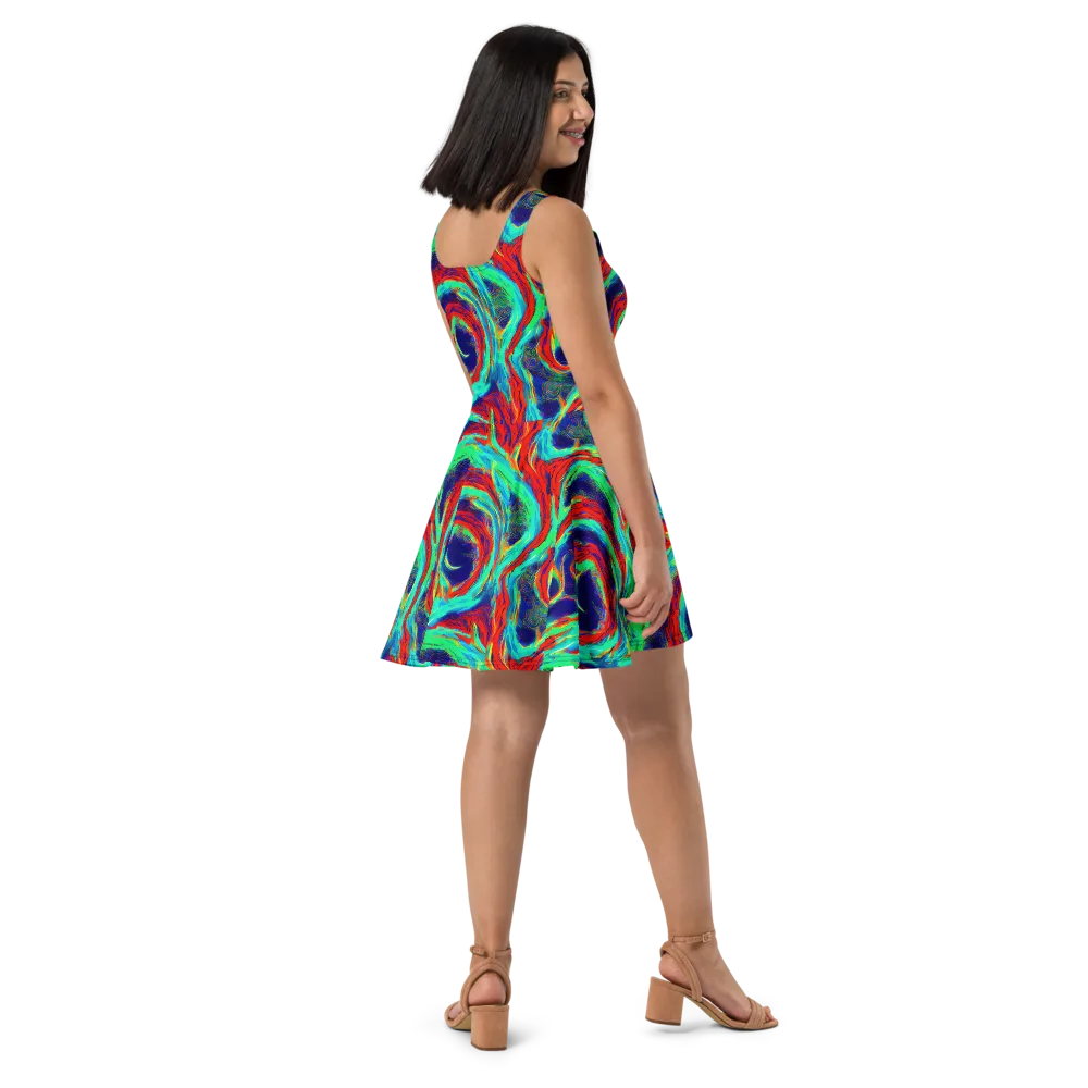 Cerulean Cyclone on Skater Dress — Right