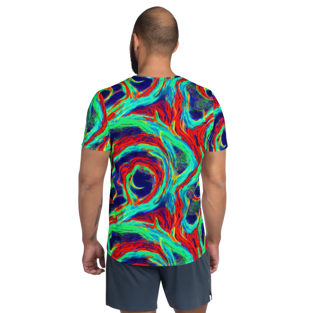 Cerulean Cyclone on Men's Athletic T-Shirt — Back